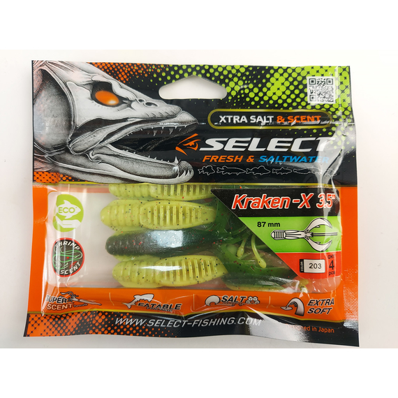 Силикон Select Kraken-X 3.5" col.203 (4 шт/упак), Длина силикона: 3.5" (8.89 см), Расцветка силикона: 203, фото , изображение 8