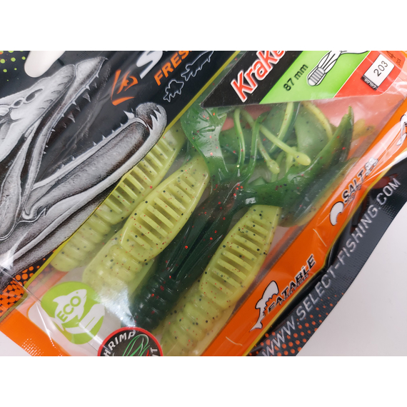Силикон Select Kraken-X 3.5" col.203 (4 шт/упак), Длина силикона: 3.5" (8.89 см), Расцветка силикона: 203, фото , изображение 7