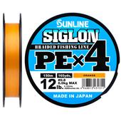 Шнур Sunline Siglon PE х4 150m (оранж.) #0.8/0.153mm 12lb/6.0kg, Диаметр: #0.8/0.153mm, Размотка: 150m, Выберите цвет: оранжевый, фото 