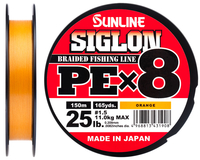 Шнур Sunline Siglon PE х8 150m (помаранч.) #1.5/0.209mm 25lb/11.0kg, Діаметр: #1.5/0.209mm, Колір: помаранчевий, фото , изображение 3
