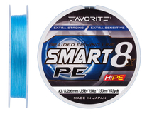 Шнур Favorite Smart PE 8x 150м (sky blue) #3/0.296mm 35lb/19kg, Діаметр: #3/0.296mm, Колір: голубий, фото 