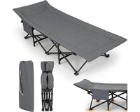 Розкладне ліжко з матрацом FR MILITARY LUX, до 150кг. Механізм: парасолька. Колір: сірий, Конструкція ліжка: Павук-LUX, фото 