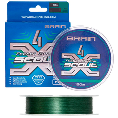 Шнур Brain Scout 4X 150m (deep green) 0.183мм 11.9kg, Діаметр: 0.183mm, Колір: deep green, фото 