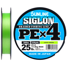 Шнур Sunline Siglon PE х4 300m (салат.) #1.5/0.209mm 25lb/11.0kg, Диаметр: #1.5/0.209mm, Размотка: 300m, Выберите цвет: салатовий, фото 