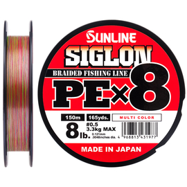 Шнур Sunline Siglon PE х8 150m (різнобарв.) #0.5/0.121mm 8lb/3.3kg, Діаметр: #0.5/0.121mm, Колір: мультиколор, фото 