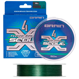 Шнур Brain Scout 4X 150m (deep green) 0.080mm 4.4kg, Діаметр: 0.08mm, Колір: deep green, фото 