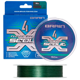 Шнур Brain Scout 4X 150m (глубокый белый) 0.148mm 8.6kg, Диаметр: 0.148mm, Выберите цвет: deep green, фото 