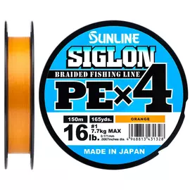 Шнур Sunline Siglon PE х4 300m (оранж.) #1.0/0.171mm 16lb/7.7kg, Диаметр: #1.0/0.171mm, Размотка: 300m, Выберите цвет: помаранчевий, фото 