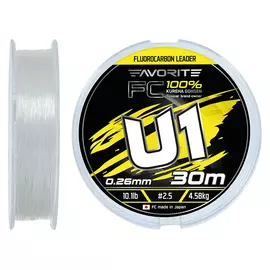 Флюорокарбон Favorite U1 FC 30m #2.5/0.26mm 10.1lb/4.58kg (Made in Japan), Діаметр: 0.26mm, Розмотування: 30m, фото 