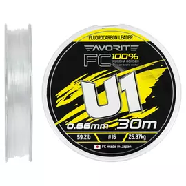 Флюорокарбон Favorite U1 FC 30m #16/0.66mm 59.2lb/26.87kg (Made in Japan), Діаметр: 0.66mm, Розмотування: 30m, фото 