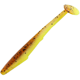 Силікон Reins Rockvibe Shiner 4" B48 Motoroil Pepper/Chartreuse Pearl (8шт/уп), Длина силикона: 4.0" (10,16 см), Расцветка силикона: B48 Motoroil Pepper/Chartreuse Pearl, фото 