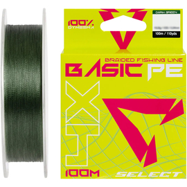 Шнур риболовний Select Basic PE 100m, 0.08mm, 8Lb/4kg, колір: темно-зелений, Діаметр: 0.08mm, Розмотування: 100m, Колір: темно-зелений, фото 