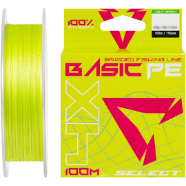 Шнур риболовний Select Basic PE 100m, 0.14mm, 15Lb/6.8kg, колір: салатовий, Діаметр: 0.14mm, Розмотування: 100m, Колір: салатовий, фото 