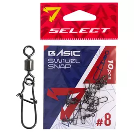 Вертлюжок з застібкою Select Basic Swivel Snap #8 (10 шт / уп), Размер: 21мм, Цвет воблера: Black Nickel, фото 
