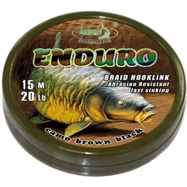 Повідцевий матеріал Katran Braided Hook Links Enduro 20m 15lb Camo Brown Black, фото 