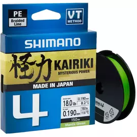 Шнур Shimano Kairiki 4 PE 150m (Mantis Green) 0.28mm 26.0kg, фото 