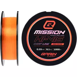 Жилка Brain Mission Carp Line 1000m 0.33mm 8.1kg (Neon Orange), Діаметр: 0.33mm, Розмотування: 1000m, Колір: Neon Orange, фото 