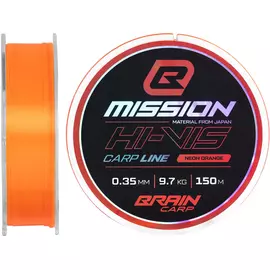 Жилка Brain Mission Carp Line 150m 0.35mm 9.7kg (Neon Orange), Діаметр: 0.35mm, Розмотування: 150m, Колір: Neon Orange, фото 