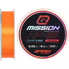Волосінь Brain Mission Carp Line (Neon Orange) 300m 0.33mm 8.1kg, Диаметр: 0.33mm, Размотка: 300, Выберите цвет: Neon Orange, фото 