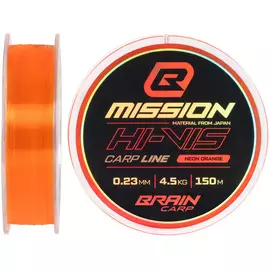 Жилка Brain Mission Carp Line 150m 0.23mm 4.5kg (Neon Orange), Діаметр: 0.23mm, Розмотування: 150m, Колір: Neon Orange, фото 