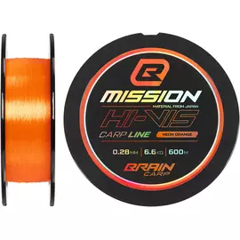 Жилка Brain Mission Carp Line 600m 0.28mm 6.6kg (Neon Orange), Діаметр: 0.28mm, Розмотування: 600m, Колір: Neon Orange, фото 