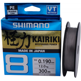 Шнур Shimano Kairiki 8 PE  (Steel Gray) 150m 0.19mm 12.0kg (Japan), Діаметр: 0.19mm, Розмотка: 150m, Колір: серый, фото 