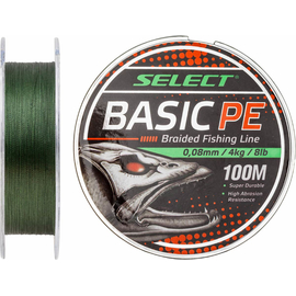 Шнур Select Basic PE 100m (темн-зел.) 0.08mm 8LB/4kg, Діаметр: 0.08mm, Розмотка: 100m, Колір: темно-зеленый, фото 