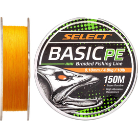 Шнур Select Basic PE 150m (оранж.) 0.10mm 10lb/4.8kg, Диаметр: 0.10mm, Размотка: 150m, Выберите цвет: оранжевый, фото 