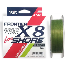 Шнур YGK Frontier Braid Cord X8 150m (зелений) #2.0/0.235mm 30lb/13.5kg, Діаметр: #2.0/0.235mm, Розмотування: 150m, фото 