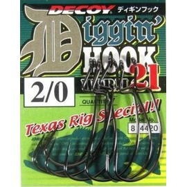Крючок Decoy Worm21 Digging Hook #1/0 (7 шт/уп), фото 