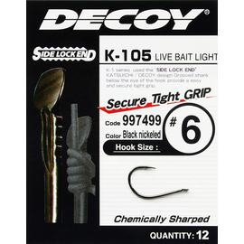 Гачок Decoy K-105 Live Bait Light #6 (12 шт/уп), фото 