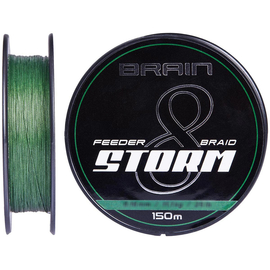 Шнур Brain Storm 8X (green) 150m 0.18mm 27lb/12.2kg, Диаметр: 0.18mm, Выберите цвет: Зелений, фото 