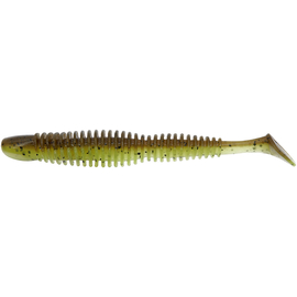 Силікон Reins Bubbling Shad 4" B08 Green Pumpkin Chart Melon (6шт/уп), Довжина силікону: 4.0" (10,16 см), Колір силікону: B08 Green Pumpkin Chart Melon, фото 