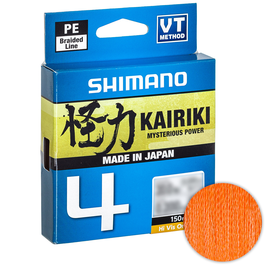 Шнур Shimano Kairiki 4 PE (Hi-Vis Orange) 150m 0.13mm 7.4kg, Диаметр: 0.13mm, Выберите цвет: помаранчевий, фото 