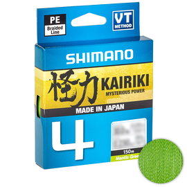 Шнур Shimano Kairiki 4 PE (Mantis Green) 150m 0.06mm 4.4kg, Діаметр: 0.06mm, Колір: салатовий, фото 