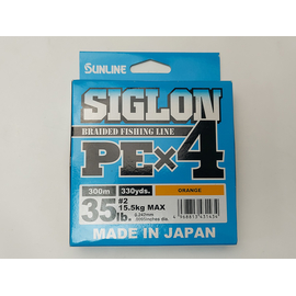 Шнур Sunline Siglon PE х4 300m (помаранч.) #2.0/0.242mm 35lb/15.5kg, Діаметр: #2.0/0.242mm, Розмотування: 300m, Колір: оранжевый, фото 