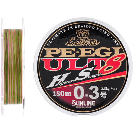 Шнур Sunline PE EGI ULT HS8 180m #0.3/0.090mm 2.5kg, Діаметр: #0.3/0.090mm, фото 
