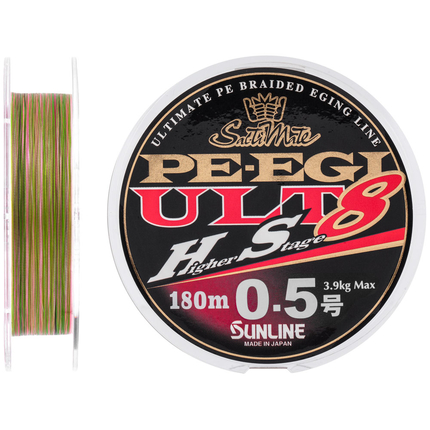 Шнур Sunline PE EGI ULT HS8 180m #0.5/0.117mm 3.9kg, Діаметр: #0.5/0.117mm, фото 