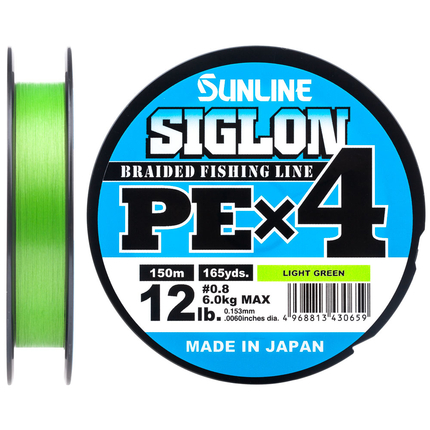 Шнур Sunline Siglon PE х4 150m (салат.) #0.8/0.153mm 12lb/6.0kg, Диаметр: #0.8/0.153mm, Размотка: 150m, Выберите цвет: салатовый, фото 