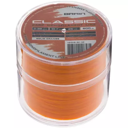 Жилка Brain Classic Carp Line 600m 0,35mm 10,7kg 25lb Solid orange, Діаметр: 0.35mm, Розмотування: 600m, Колір: Solid orange, фото , изображение 2
