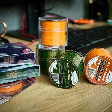 Жилка Brain Classic Carp Line 150m 0,28mm 7,9kg 18lb Solid orange, Діаметр: 0.28mm, Розмотування: 150m, Колір: Solid orange, фото , изображение 3