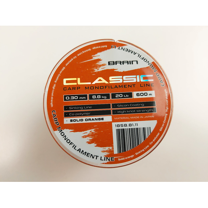 Жилка Brain Classic Carp Line 600m 0,30mm 8,8kg 20lb Solid orange, Діаметр: 0.30, Розмотування: 600, Колір: Solid orange, фото , изображение 7