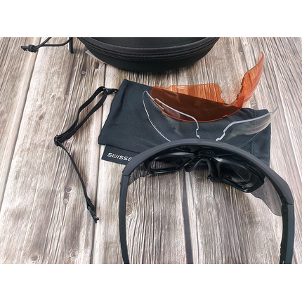Окуляри балістичні Swiss Eye Blackhawk Pro ‑NEW, 3 компл. змінних лінз, футляр (діоптр. вставка), колір оправи:black, фото , изображение 7