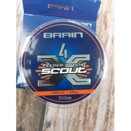 Шнур Brain Scout 4X 150m (fluoro Orange) 0.163mm 9.8kg, Діаметр: 0.163mm, Колір: fluoro Orange, фото , изображение 8