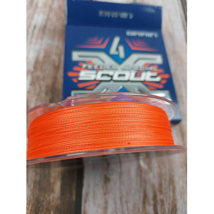 Шнур Brain Scout 4X 150m (fluoro Orange) 0.163mm 9.8kg, Діаметр: 0.163mm, Колір: fluoro Orange, фото , изображение 9
