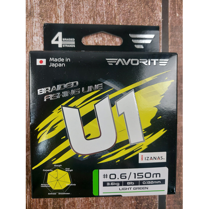 Шнур Favorite U1 PE 4x 150m (light green) #0.6/0.132mm 8lb/3.6kg, Діаметр: #0.6/0.132mm, Розмотування: 150, Колір: салатовий, фото , изображение 8