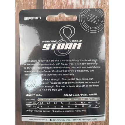 Шнур Brain Storm 8X (lime) 150m 0.10mm 13lb/5.9kg, Діаметр: 0.10mm, Колір: салатовий, фото , изображение 4