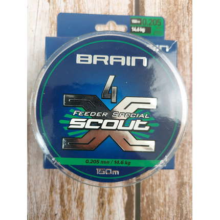 Шнур Brain Scout 4X 150m (deep green) 0.205мм 14,6kg, Діаметр: 0.205mm, Колір: deep green, фото , изображение 8