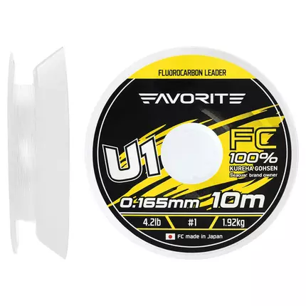 Флюорокарбон Favorite U1 FC 10m #1.0/0.165mm 4.2lb/1.92kg (Made in Japan), Діаметр: 0.16mm, Розмотування: 10m, фото 