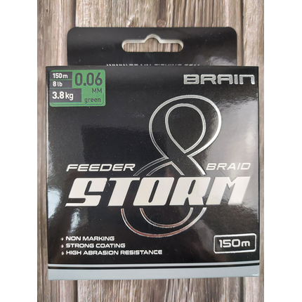 Шнур Brain Storm 8X (green) 150m 0.06mm 8lb/3.8kg, Діаметр: 0.06mm, Колір: зелений, фото , изображение 3